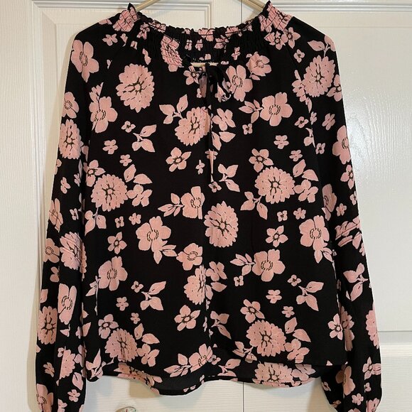 Social Standard size XS Black and Pink ruffled blouse - Picture 1 of 5